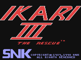 Ikari Warriors title screen for Commodore 64